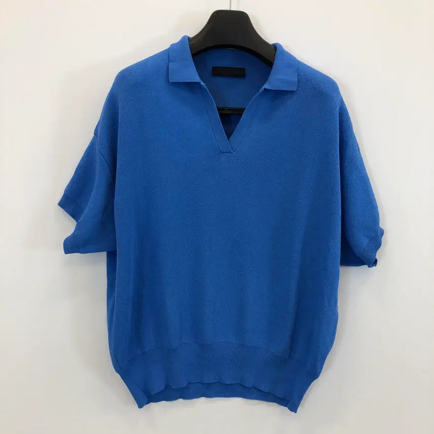 [BUNJANG] Zara Marine Blue Open Knit Collar T-Shirt L / 자라 마린블루 오픈형 니트카라티 L