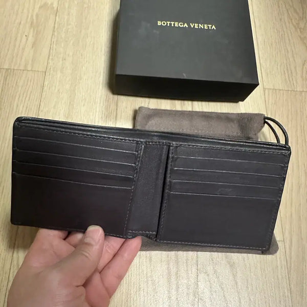 [BUNJANG] Bottega Veneta Intrecciato Bi-fold Wallet Dark Brown / 보테가 베네타 인트레치아토 반지갑 다크브라운