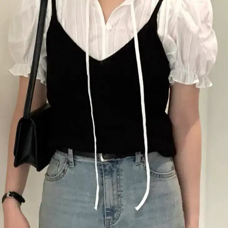 [BUNJANG] Blouse Bustier Set / 블라우스 뷔스티에 세트(이체하시면5만원이에용)
