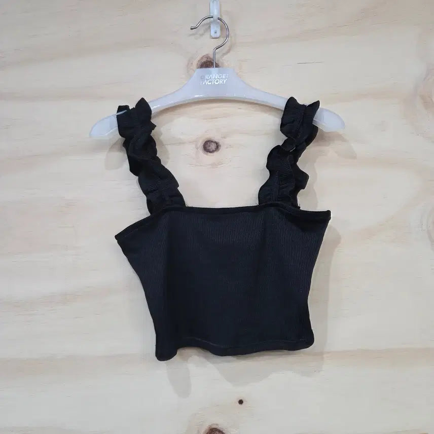 [BUNJANG] Zara Frill Shoulder Strap Crop Sleeveless Top / 1025) 자라 프릴어깨끈 포인트 크롭 민소매
