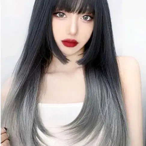 [BUNJANG] WIGWID Two-Tone Straight Wig 60cm Black-Gray / 가발위드 투톤 스트레이트 60cm 블랙그레이