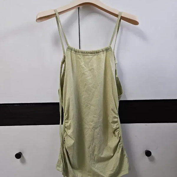 [BUNJANG] Mint Halterneck String Shirring Sleeveless Top / 연두 홀터넥 끈 셔링 나시 (새옷)