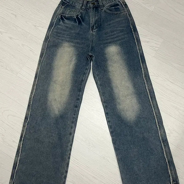 [BUNJANG] Vintage Washed Wide Denim Jeans / 빈티지 워싱 와이드 청바지