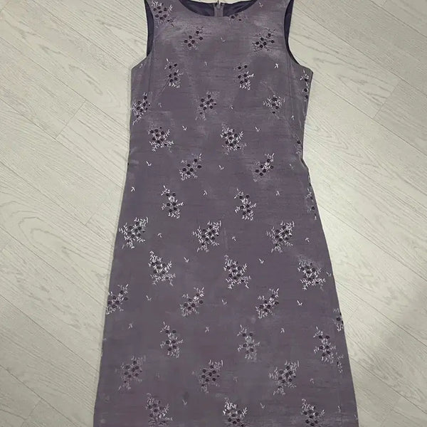 [BUNJANG] Flower Satin Midi Dress / 플라워 새틴 원피스