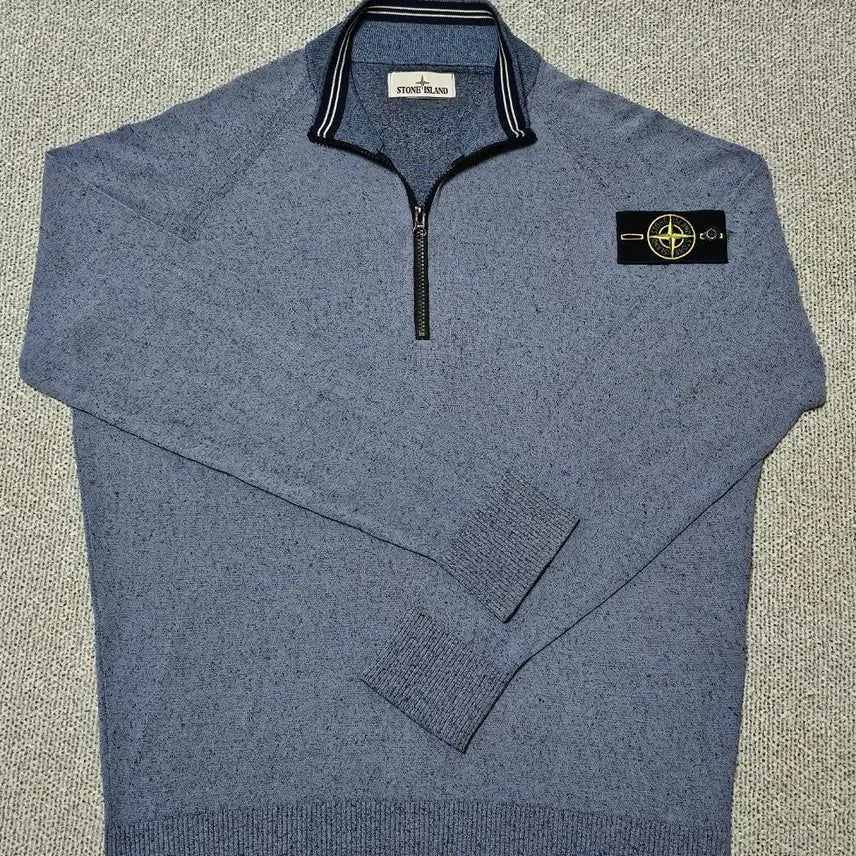 [BUNJANG] Stone Island Half Zip Blue Knit Sweater XL / [XL 사이즈] 스톤아일랜드 하프 집업 블루 니트 스웨터