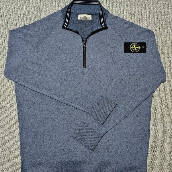 [BUNJANG] Stone Island Half Zip Blue Knit Sweater XL / [XL 사이즈] 스톤아일랜드 하프 집업 블루 니트 스웨터