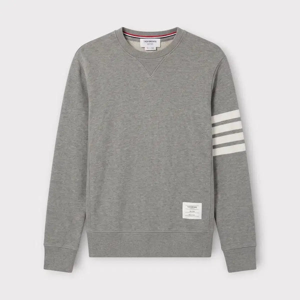 [BUNJANG] Thom Browne Classic Grey Sweatshirt with Tricolor Stripe Detail / 3/ 톰브라운 사선완장 클래식 그레이 맨투맨