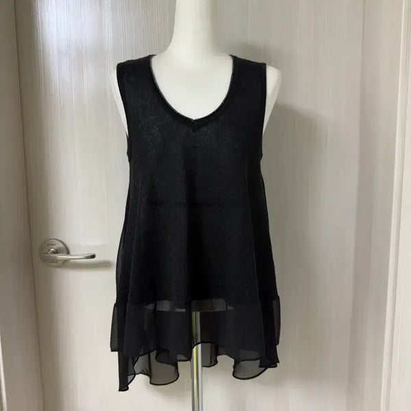 [BUNJANG] EGOIST Black See-through Layered Knit Top / EGOIST 에고이스트 블랙 시스루 레이어드 니트 55