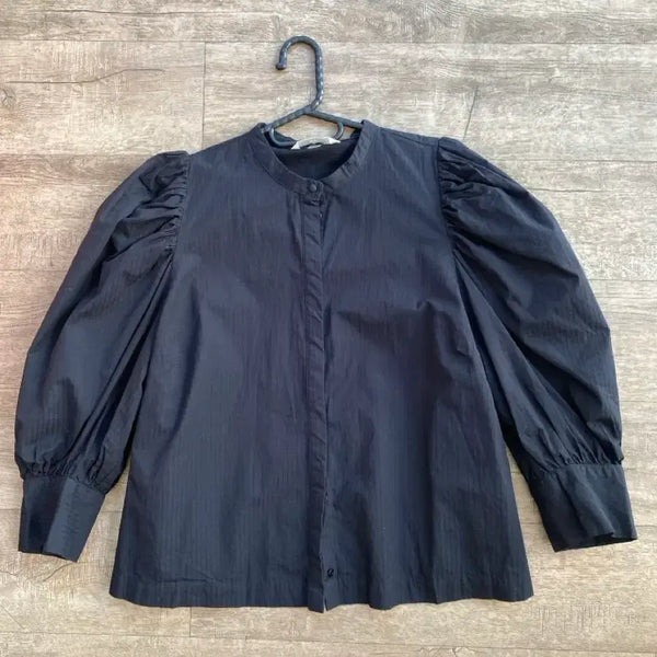 [BUNJANG] H&M Black Puff Sleeve Shirt / 에이치앤엠 블랙 퍼프 소매 셔츠