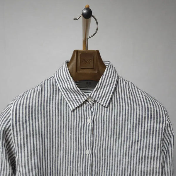 [BUNJANG] Uniqlo Women's Striped Linen Shirt (Size S) / S ) 유니클로 여성 스트라이프 린넨 셔츠