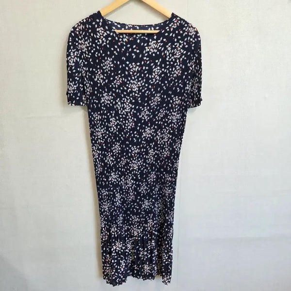 [BUNJANG] Women's Pleated Short Sleeve Patterned Dress / 여성 주름 플리츠 반팔 패턴 원피스 F JJ3335