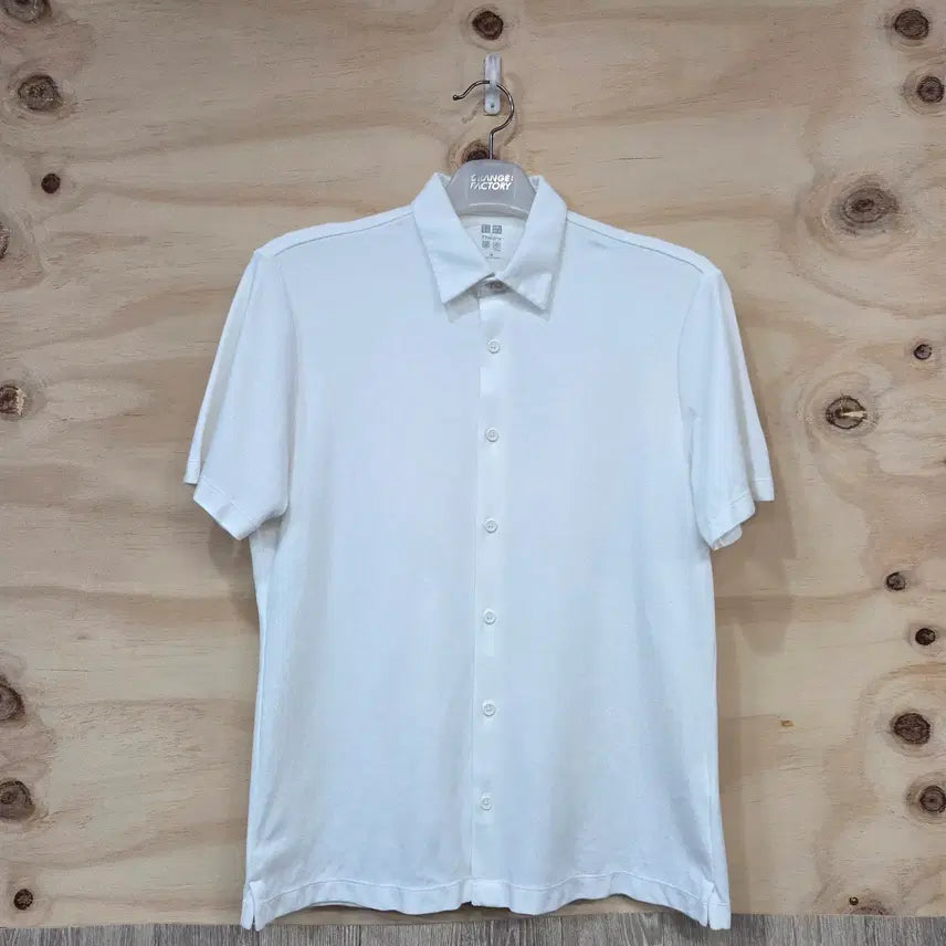 [BUNJANG] Uniqlo x Theory AIRism Men's Short Sleeve Shirt White M / 1263) 유니클로 X 띠어리 콜라보 에어리즘 남성 반팔 셔츠