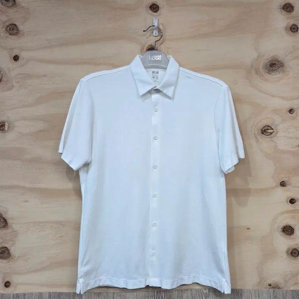 [BUNJANG] Uniqlo x Theory AIRism Men's Short Sleeve Shirt White M / 1263) 유니클로 X 띠어리 콜라보 에어리즘 남성 반팔 셔츠