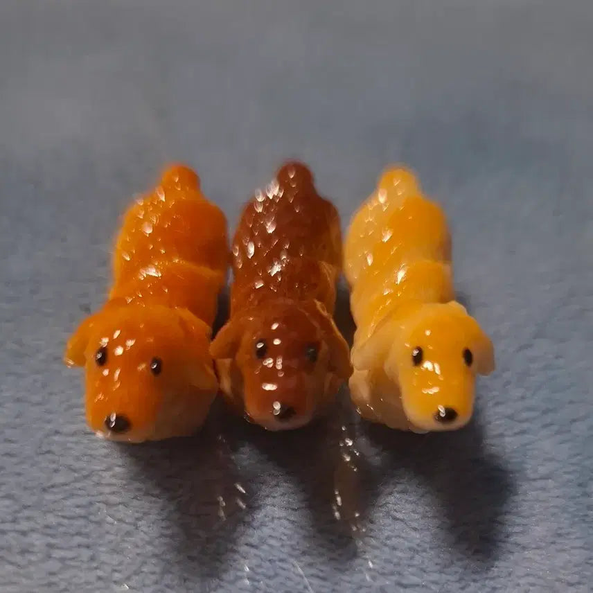 [BUNJANG] Miniature Dog Figurines Set (Orange, Brown, Yellow) / 강아지 미니어처 3개 세트 오렌지 브라운 옐로우 피규어