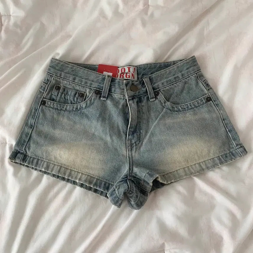 [BUNJANG] OOTJ Vintage Light Wash Short Denim Pants / OOTJ 빈치티 연청 숏 데님 팬츠