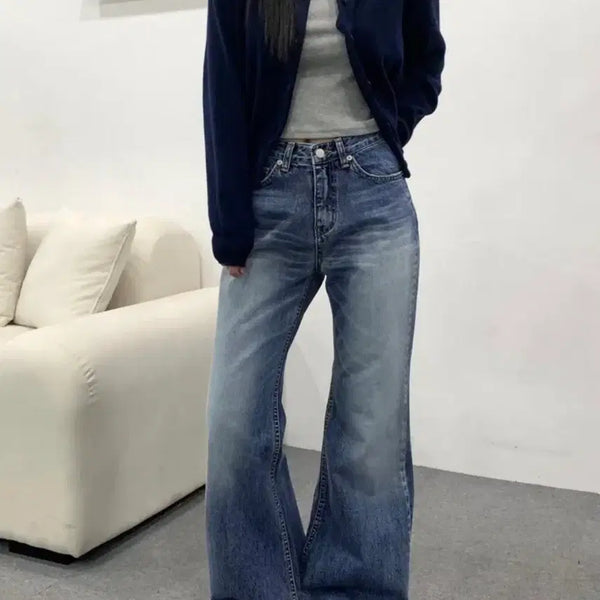 [BUNJANG] Abley Cat Semi Bootcut Denim Pants / [oot/ootj] 에이블리 캣 세미 부츠컷 데님 팬츠
