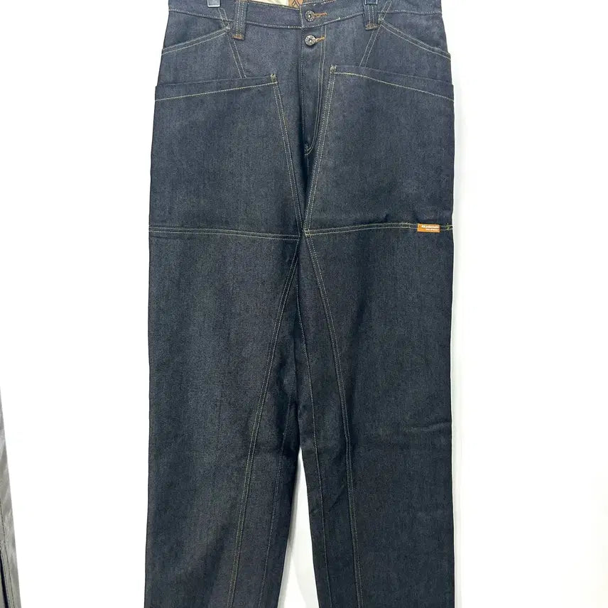 [BUNJANG] Akademiks Double Knee Wide Denim Pants / [Akademiks] 아카데믹스 올드스쿨 더블니 와이드 데님팬츠