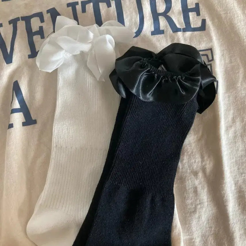 [BUNJANG] Ribbon Accent Socks Set / 리본 장식 양말 세트 세트