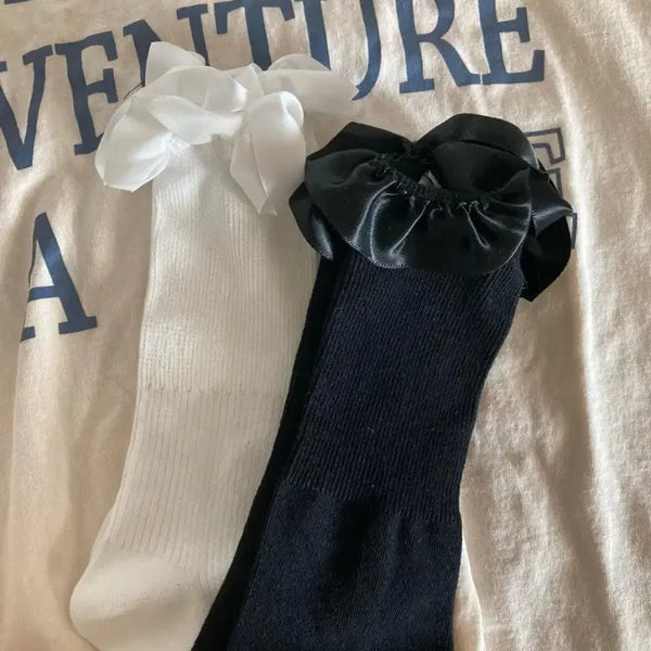 [BUNJANG] Ribbon Accent Socks Set / 리본 장식 양말 세트 세트
