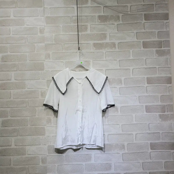 [BUNJANG] Women's Oversized Collar Blouse Free Size / ㅊ175 빅카라 블라우스 F