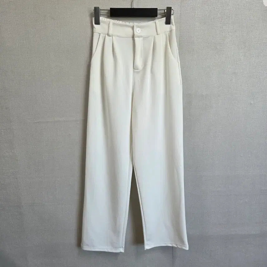 [BUNJANG] Women's White Wide-Leg Slacks with Back Elastic Band (Size S) / 여성 화이트 뒷밴딩 와이드 슬랙드 S JJ3337