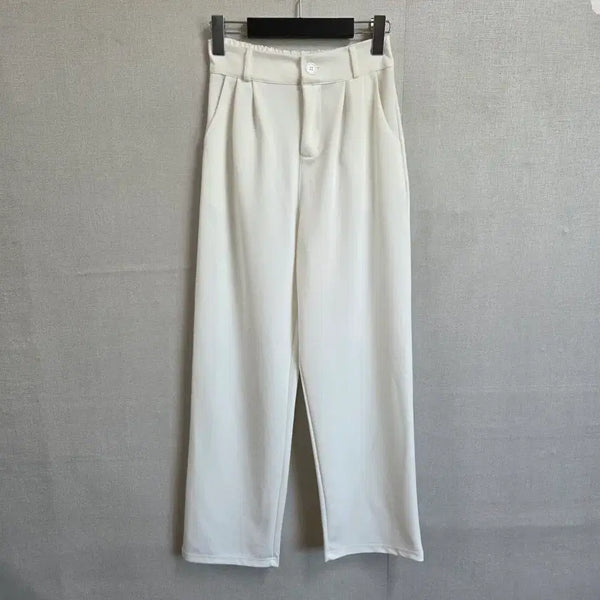 [BUNJANG] Women's White Wide-Leg Slacks with Back Elastic Band (Size S) / 여성 화이트 뒷밴딩 와이드 슬랙드 S JJ3337
