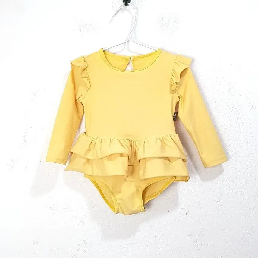 [BUNJANG] Kids Long Sleeve Swimsuit - Yellow / (90) 아동용 롱슬리브 수영복 옐로우