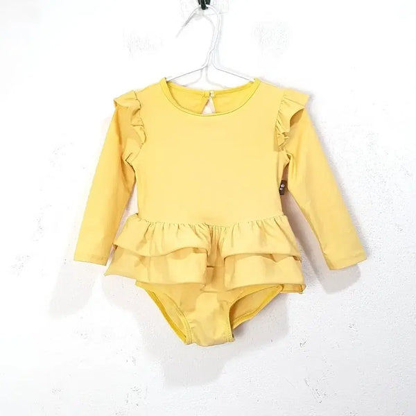 [BUNJANG] Kids Long Sleeve Swimsuit - Yellow / (90) 아동용 롱슬리브 수영복 옐로우
