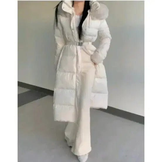[BUNJANG] Ivory Fox Fur Down Long Padding / 여름세일)아이보리 폭스퍼 덕다운 롱패딩