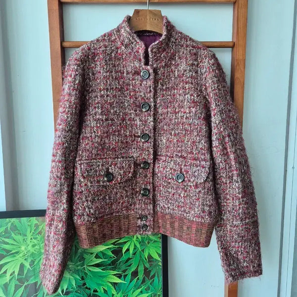 [BUNJANG] Imported Vintage Tweed Bomber Jacket Pink Beige / (JPN VTG) 수입빈티지.트위드 봄버자켓 핑크 베이지