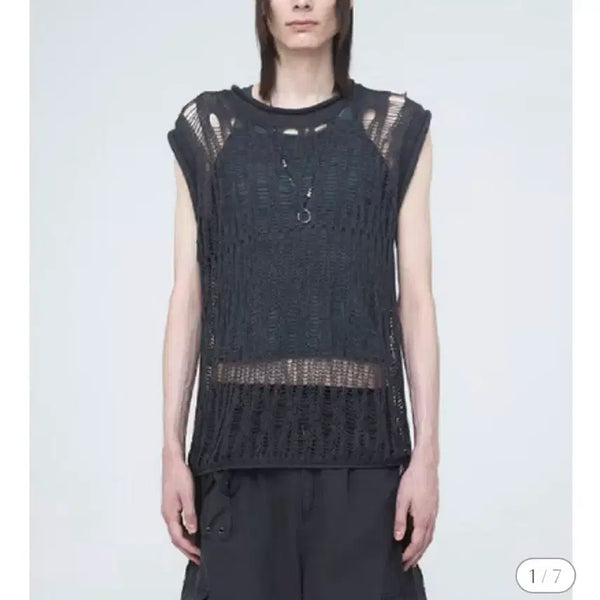 [BUNJANG] NACHE Sparse Knit Vest (Charcoal) Unisex / 나체 베스트 NACHE-SPARSE KNIT VEST - UNISEX(CHARCOAL)