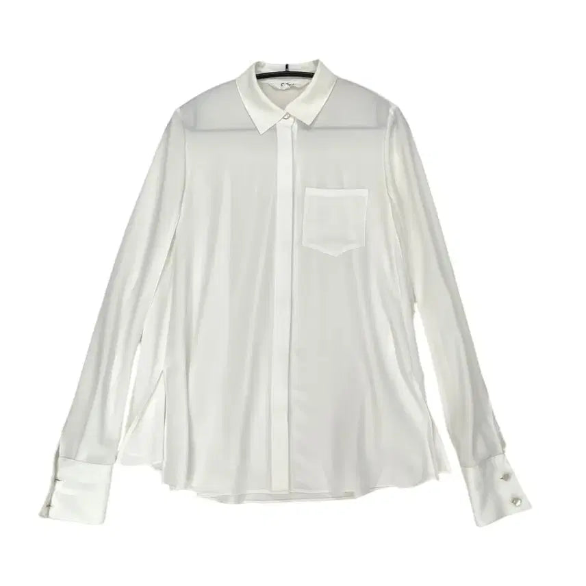 [BUNJANG] O'2nd White See-through Hidden Button Pocket Shirt Blouse / 오즈세컨 O'2nd 화이트 시스루 히든버튼 포켓 셔츠 블라우스 1