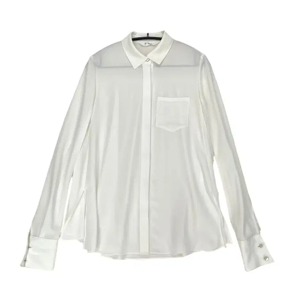 [BUNJANG] O'2nd White See-through Hidden Button Pocket Shirt Blouse / 오즈세컨 O'2nd 화이트 시스루 히든버튼 포켓 셔츠 블라우스 1