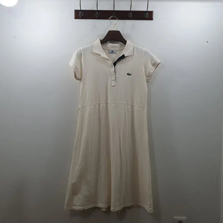 [BUNJANG] Lacoste Women's Ivory Short-Sleeve Pique Long Dress / 추F 라코스테 여성 아이보리 데일리 반팔 피케 롱 원피스