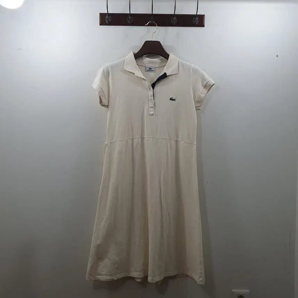 [BUNJANG] Lacoste Women's Ivory Short-Sleeve Pique Long Dress / 추F 라코스테 여성 아이보리 데일리 반팔 피케 롱 원피스