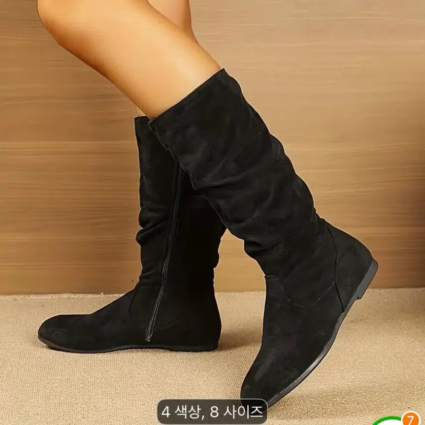 [BUNJANG] Black Shirring Mid Boots (Size 240) / 블랙 셔링 미들부츠 (240)