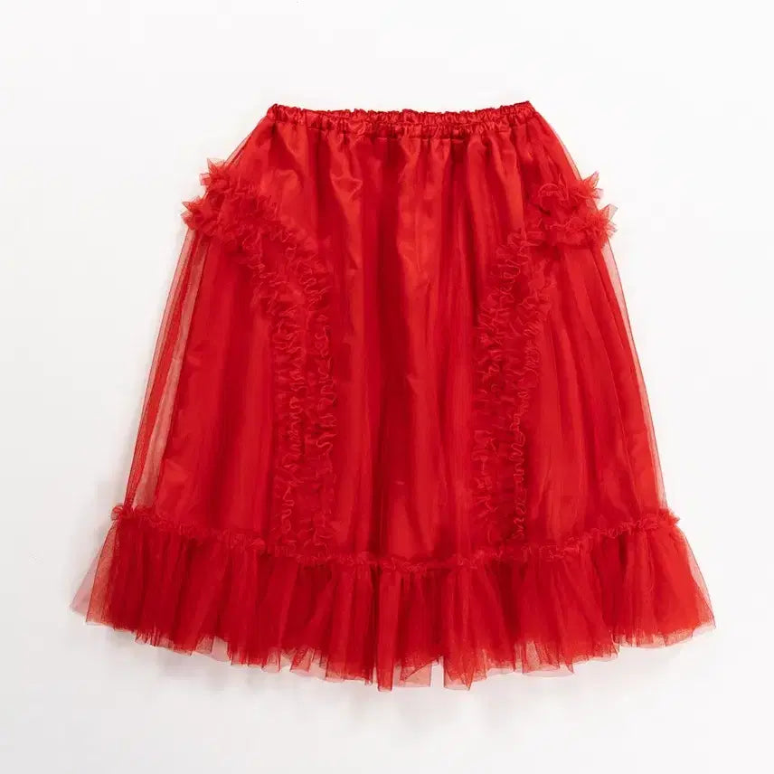 [BUNJANG] Saenggin Studio Ruffle Skirt (Red) / 생긴스튜디오 러플 샤스커트 (레드)