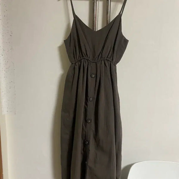 [BUNJANG] Brown Linen Long Dress Size 66 / 브라운 린넨 롱원피스 66
