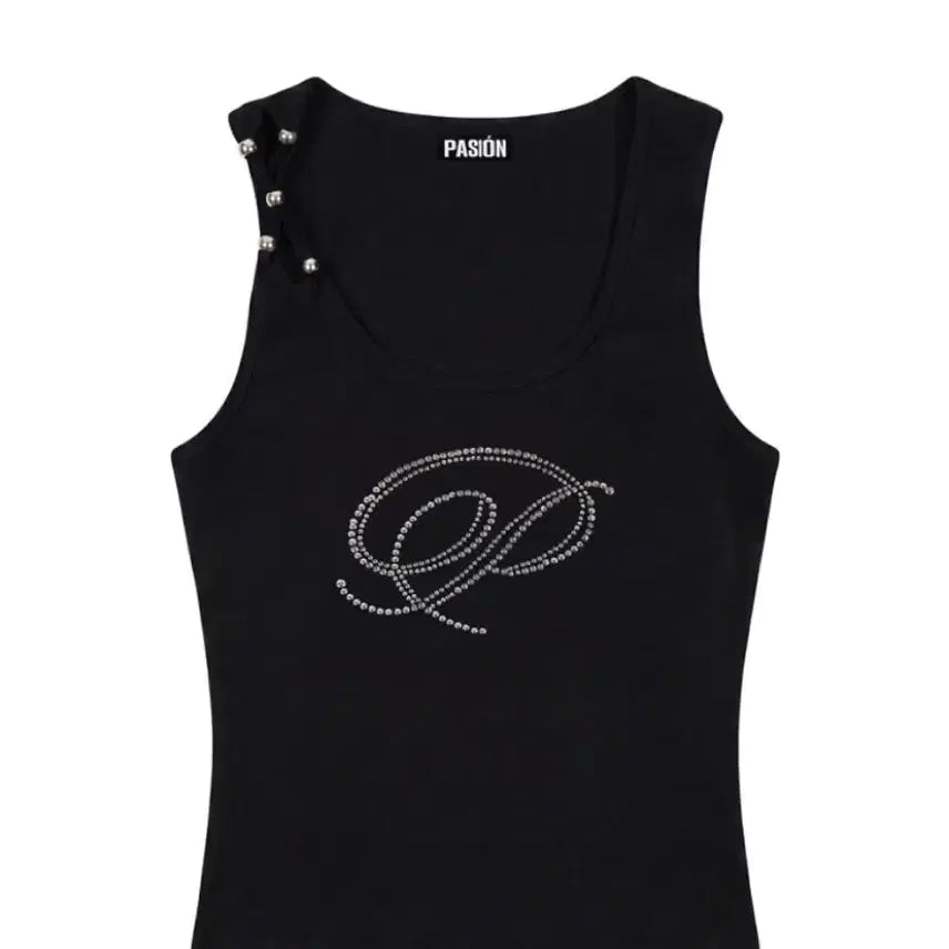 [BUNJANG] Passion Bijou Slim Sleeveless Top - Black / 파시온 Bijou Slim Sleeveless_Black