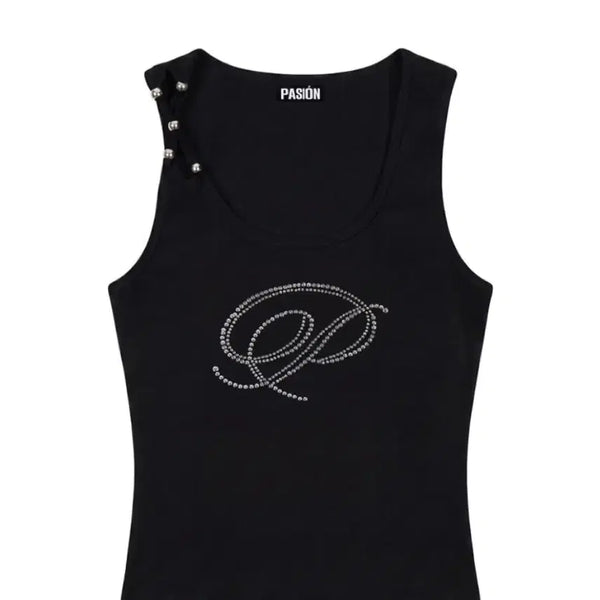 [BUNJANG] Passion Bijou Slim Sleeveless Top - Black / 파시온 Bijou Slim Sleeveless_Black