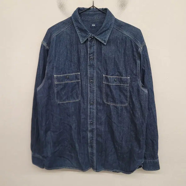 [BUNJANG] Uniqlo Washed Denim Shirt / [100/L] 유니클로 워싱 데님 셔츠 청남방