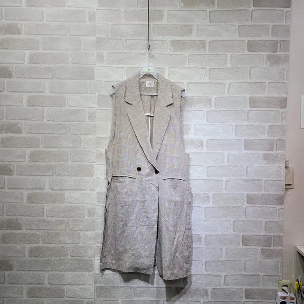 [BUNJANG] Linen Long Vest - Free Size / ㅊ209 린넨 롱베스트 F