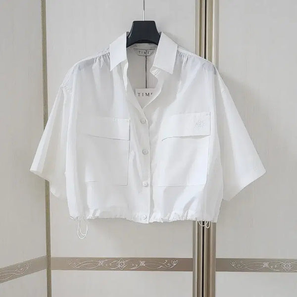 [BUNJANG] TIME Flap Pocket Crop Shirt / 한섬 타임 플랩 포켓 크롭 셔츠. 새상품
