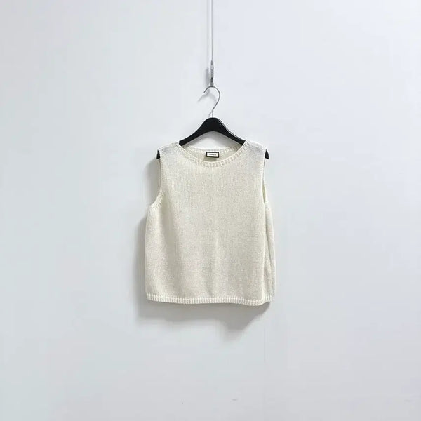 [BUNJANG] SSNU Linen Tencel Blended Sleeveless Knit Top / 써누스 린넨 텐셀 블렌디드 슬리브리스 니트 탑