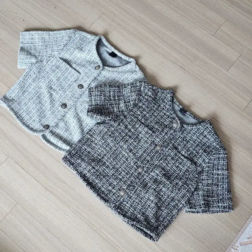 [BUNJANG] TOPTEN Tweed Jacket Black/White / 새상품 탑텐 트위드 자켓 블랙/화이트