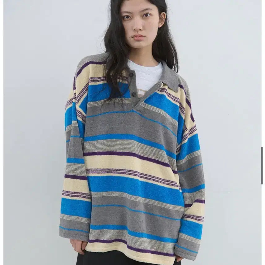 [BUNJANG] AYUSEOUL Stripe Color Terry Knit / 아유서울 스트라이프 컬러 태리 니트