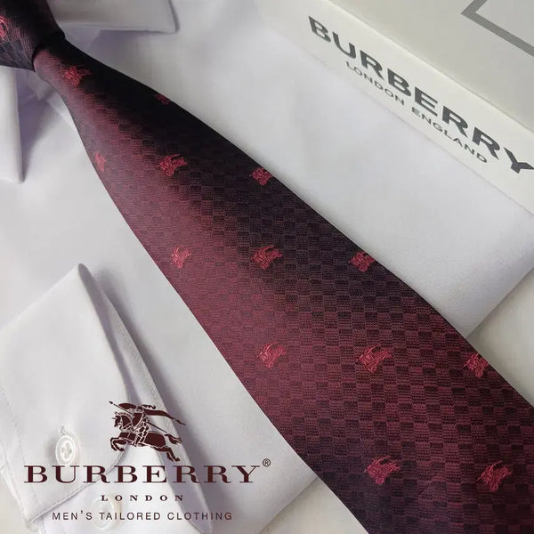 [BUNJANG] Burberry Silk Equestrian Knight Pattern Purple Check Necktie 8.8cm / 버버리 실크 퍼플 기마사 로고 패턴 넥타이 8.8cm A+등급 E1684