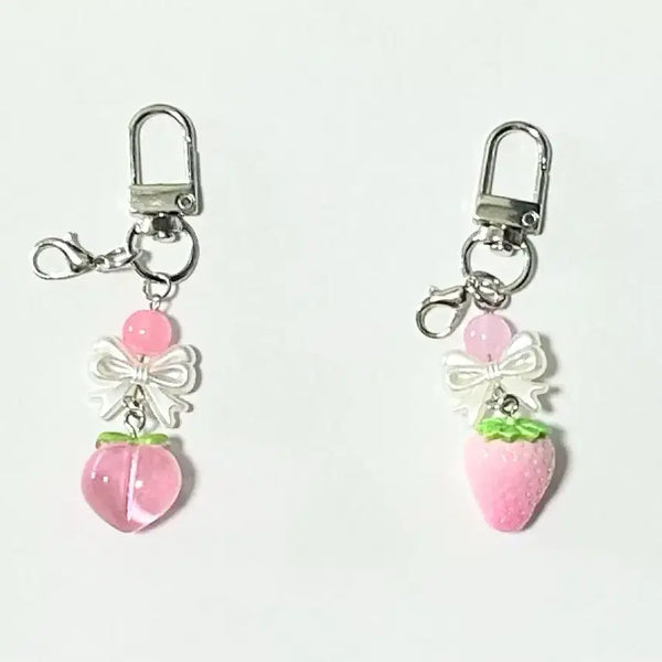 [BUNJANG] Handmade Strawberry/Peach Mini Keyring / [handmade] 딸기/복숭아 키링 (Mini ver.)