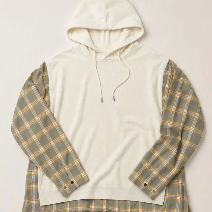 [BUNJANG] SOLID HOMME Checkered Layered Knit Hoodie / SOLID HOMME 솔리드옴므 체크 레이어드 니트 후드