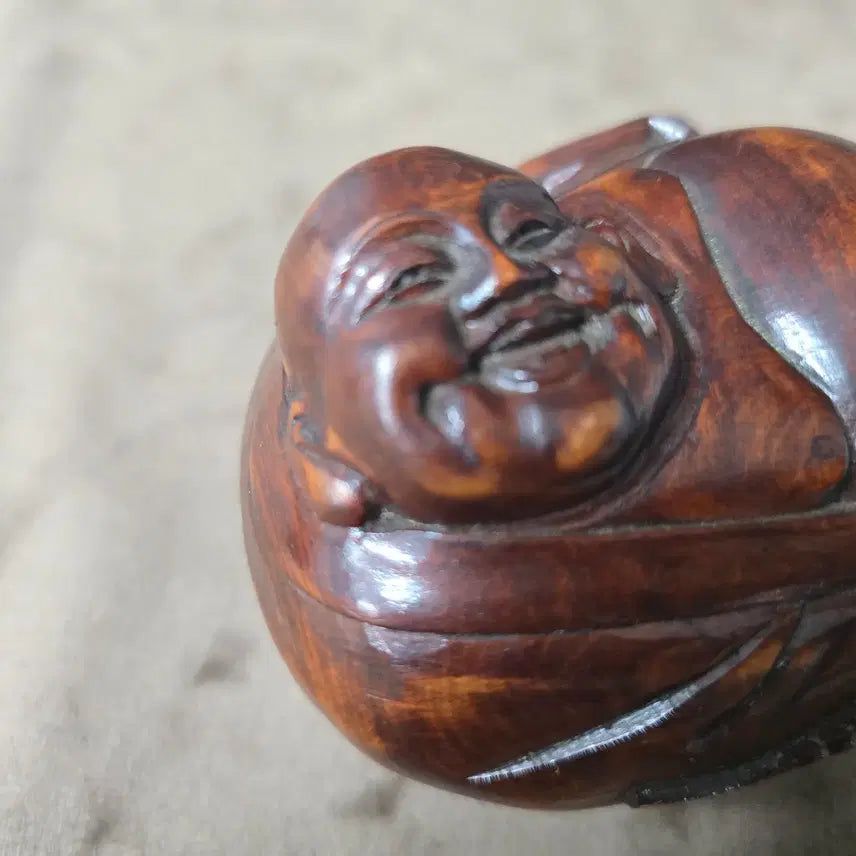 [BUNJANG] Vintage Wooden Carved Monk Figurine / 원목 포대화상 목조각 인테리어 소품 / 우드 오브제